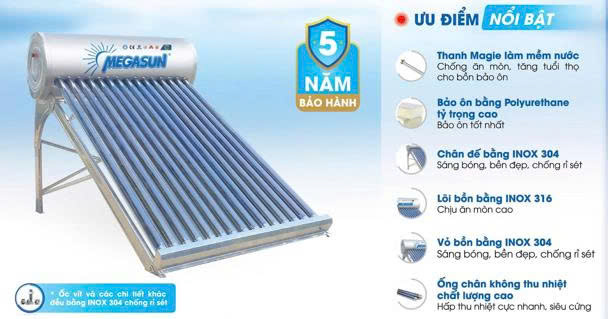 Máy nước nóng NLMT Megasun dòng KAS-SUPER - Ảnh 4