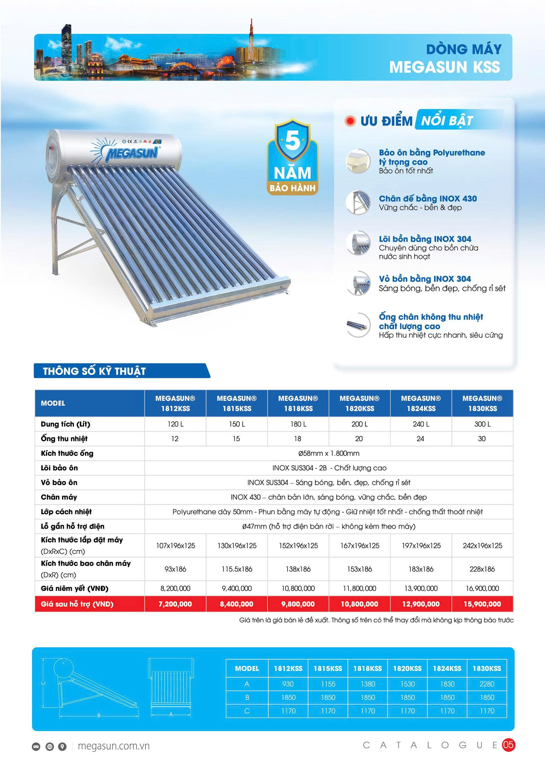 Máy nước nóng NLMT Megasun dòng KSS - Ảnh 5