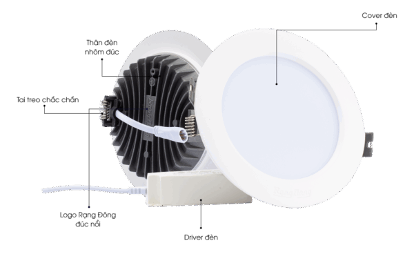 Đèn LED âm trần Downlight đổi màu AT02 ĐM - Ảnh 5