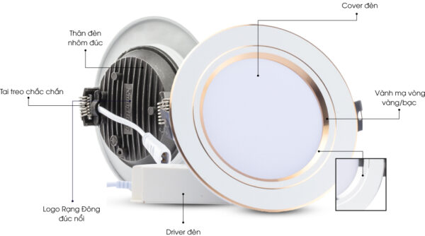 Đèn LED âm trần Downlight đổi màu AT10 - Ảnh 2