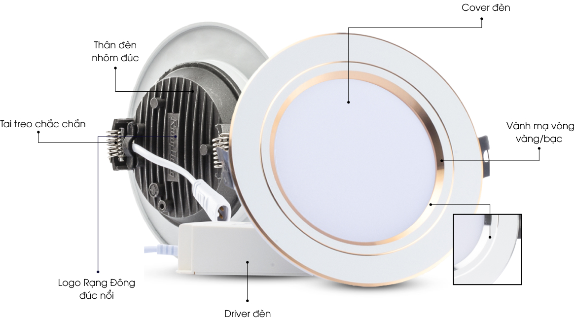 Đèn LED âm trần Downlight đổi màu AT10 - Ảnh 2