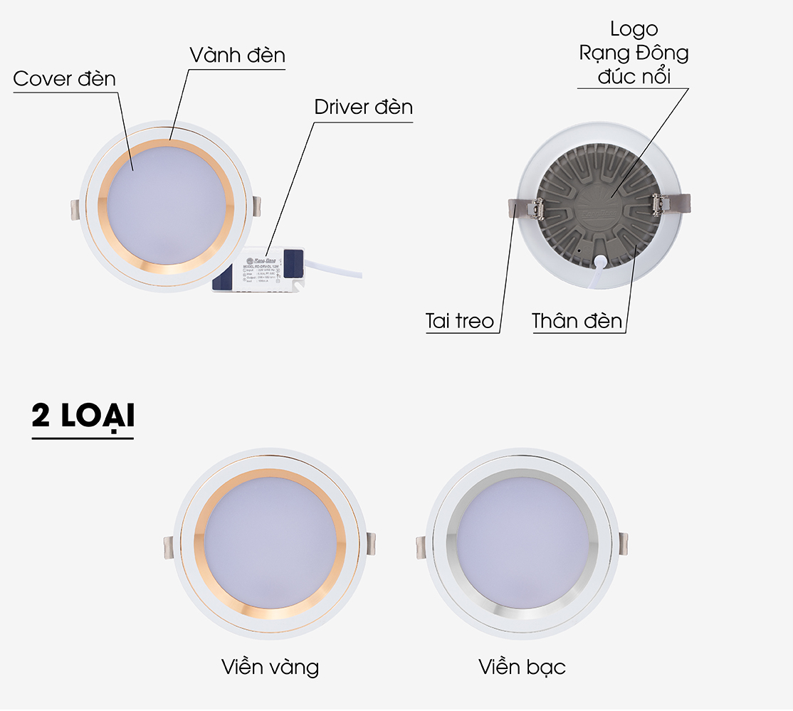 Đèn LED âm trần Downlight đổi màu AT26 ĐM - Ảnh 5