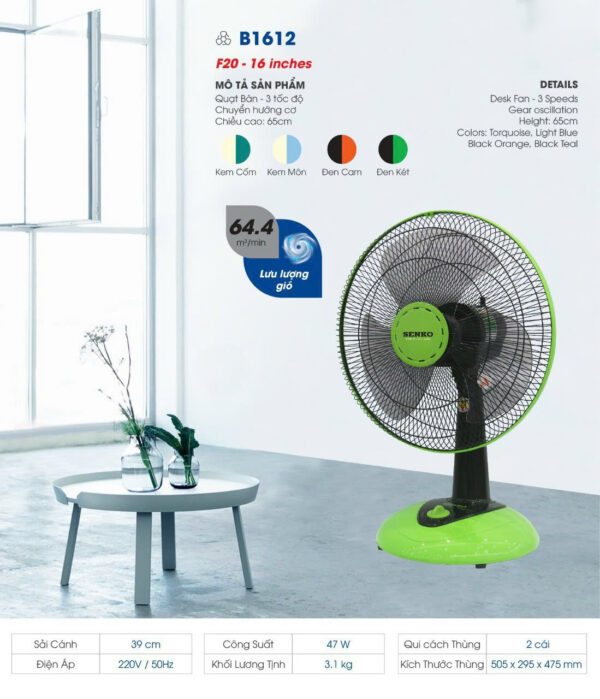 Quạt Bàn B4 Senko B1612