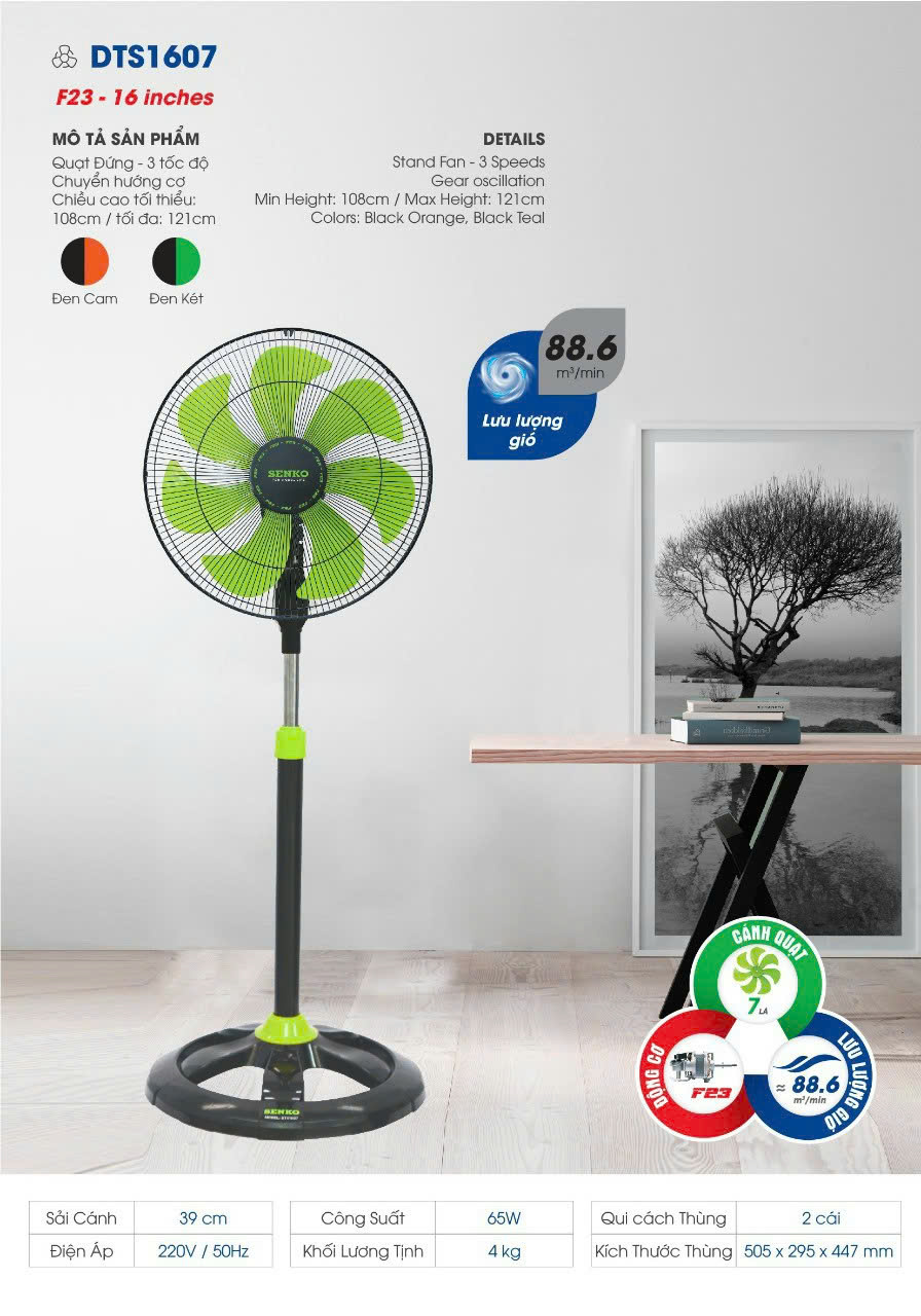 Quạt Đứng Thân Sắt Senko DTS1607