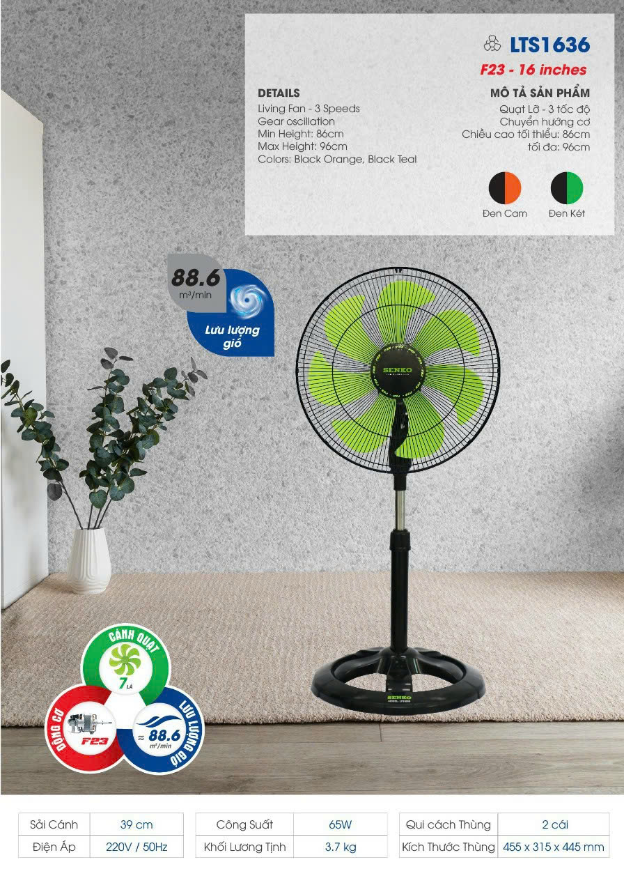 Quạt Lỡ Thân Sắt Senko LTS1636