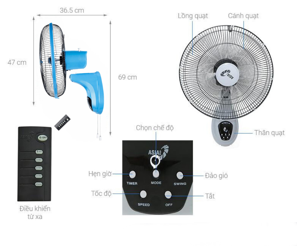 Quạt Treo ASIA VINA VY377192 – 55W - Ảnh 7