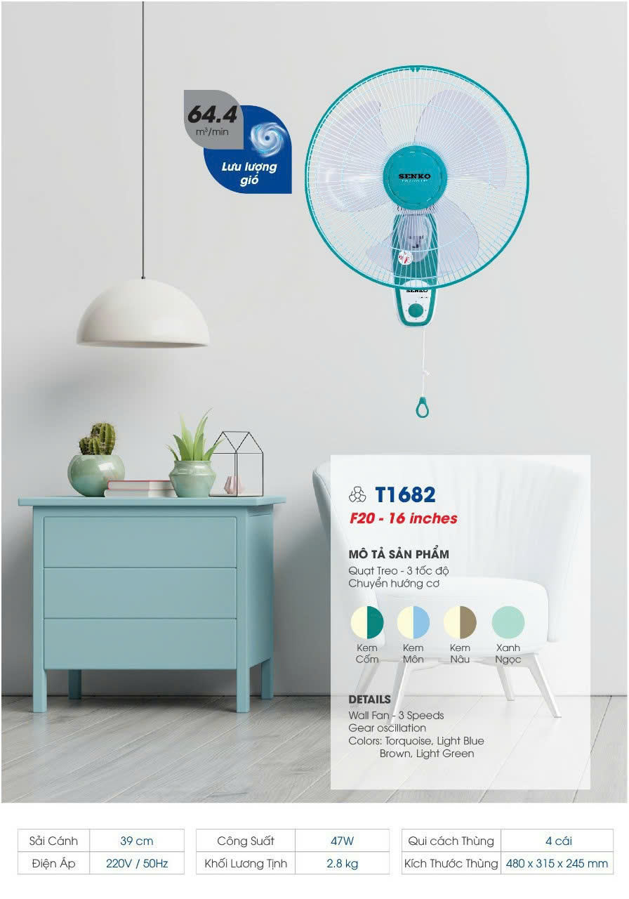 Quạt Treo Tường 1 Dây Senko T1682